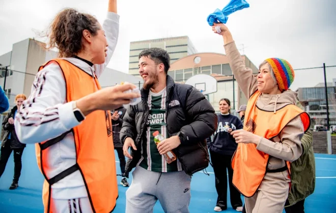 3 people celebrating