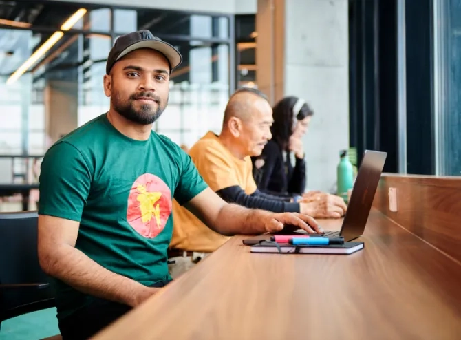 Student with a laptop