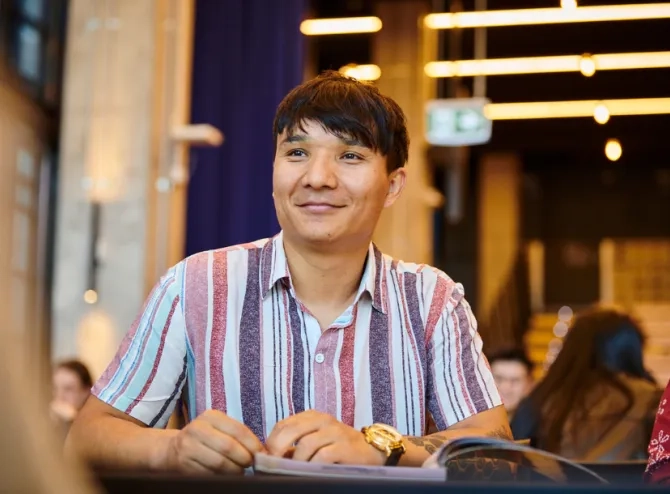 Man with stripped shirt